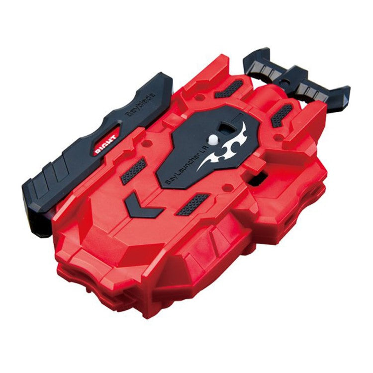 Lanceur rouge Bey Launcher LR du Beyblade Burst Evolution B 88, vu de trois quarts avec sa lanière