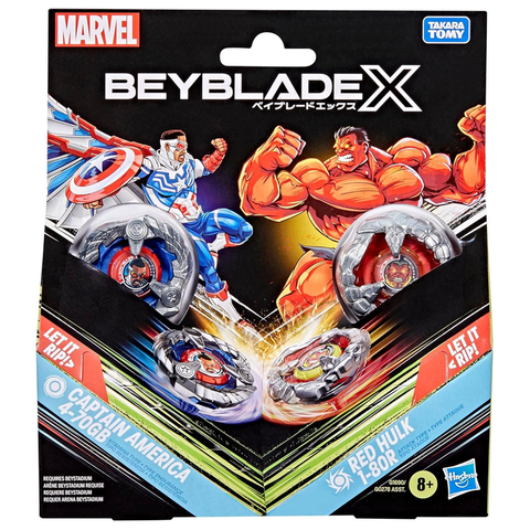 Captain America VS Red Hulk Beyblade X Marvel Collab