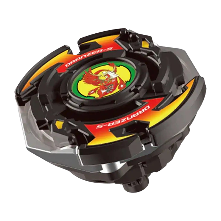Dranzer Spiral 3-80T métallique noire assemblée, vue de trois quarts avec le sticker Dranzer S