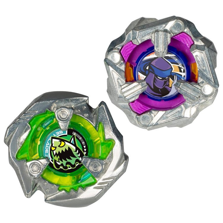 Knife Shinobi 4-80HN violette et Keel-Shark 3-80F verte, vues de dessus hors emballage