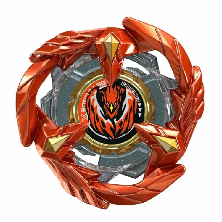 Lame Phoenix Feather orange vue de dessus, sticker central phénix rouge et pointes dorées