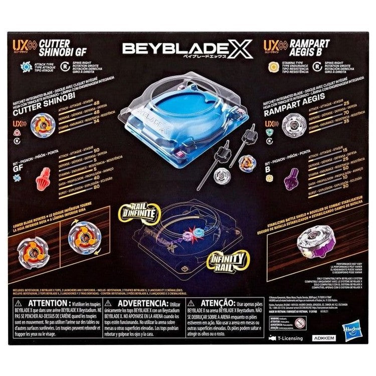 Set de Combat Beyblade X Infinity Rail dos de boîte