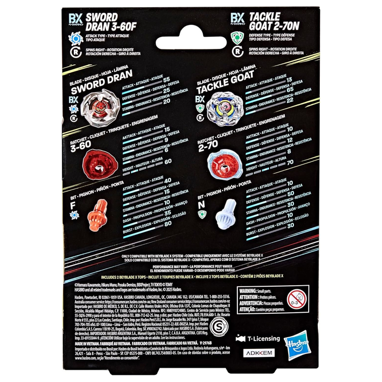 Tackle Goat 2-70N et Sword Dran 3-60F Hasbro