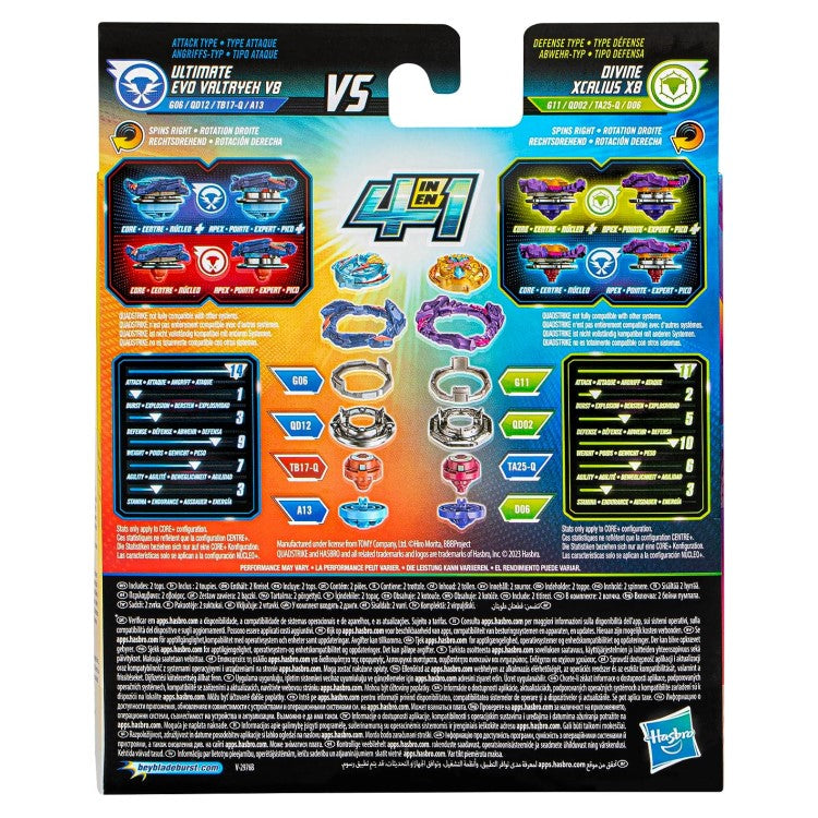Hasbro Beyblade Ultimate Evo Valtryek V8 et Divine Xcalius X8