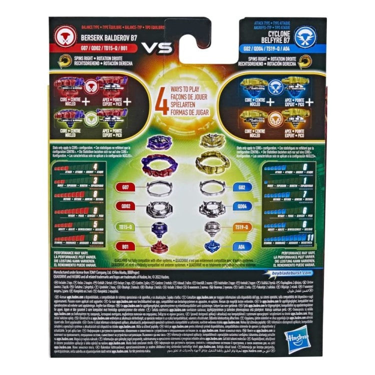 Beyblade Burst QuadDrive Cyclone Belfyre B7 et Berserk Balderov B7