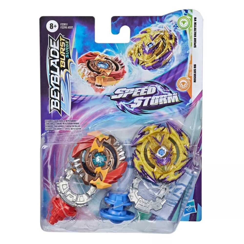 Toupies Beyblade Burst Surge Regulus R6 et Spear Valtryek V6